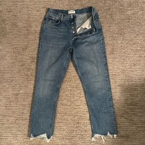 AGOLDE Riley Crop. Size 28, raw hem.